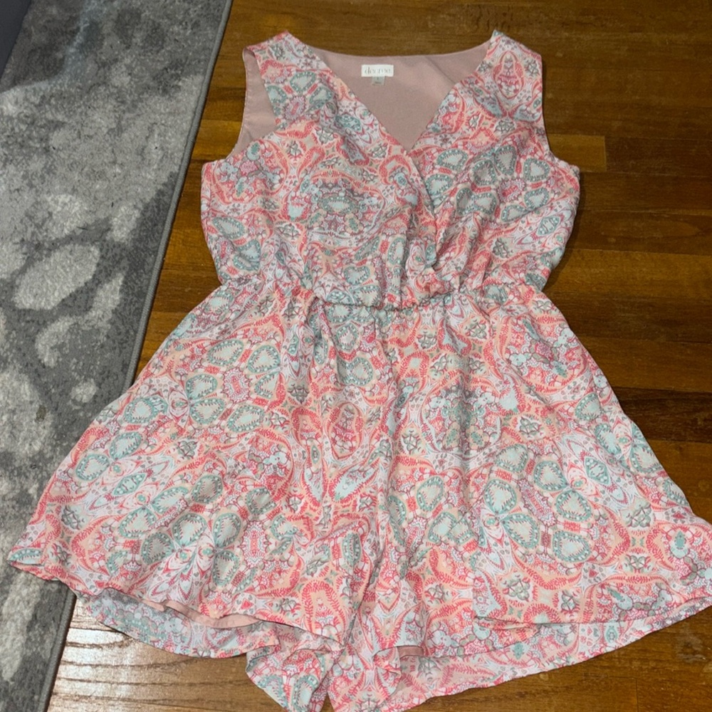 Pink and Seafoam Green Decree Romper Size Large